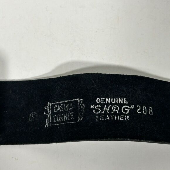 Vintage Casual Corner Leather Belt Artsy Statement Buckle Black Waist Small main image 6